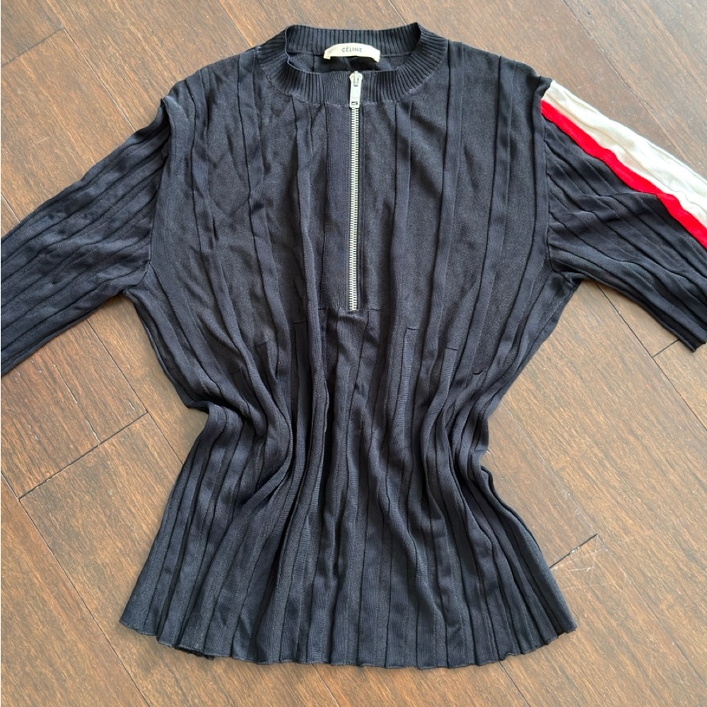 Céline by Phoebe Philo Ribbed Zipper Top